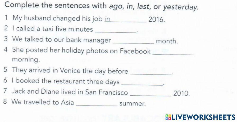 Past time expressions