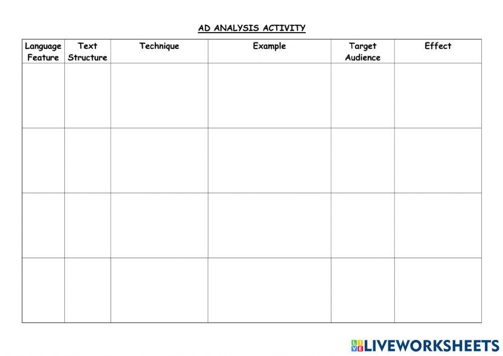 Ad analysis worksheet
