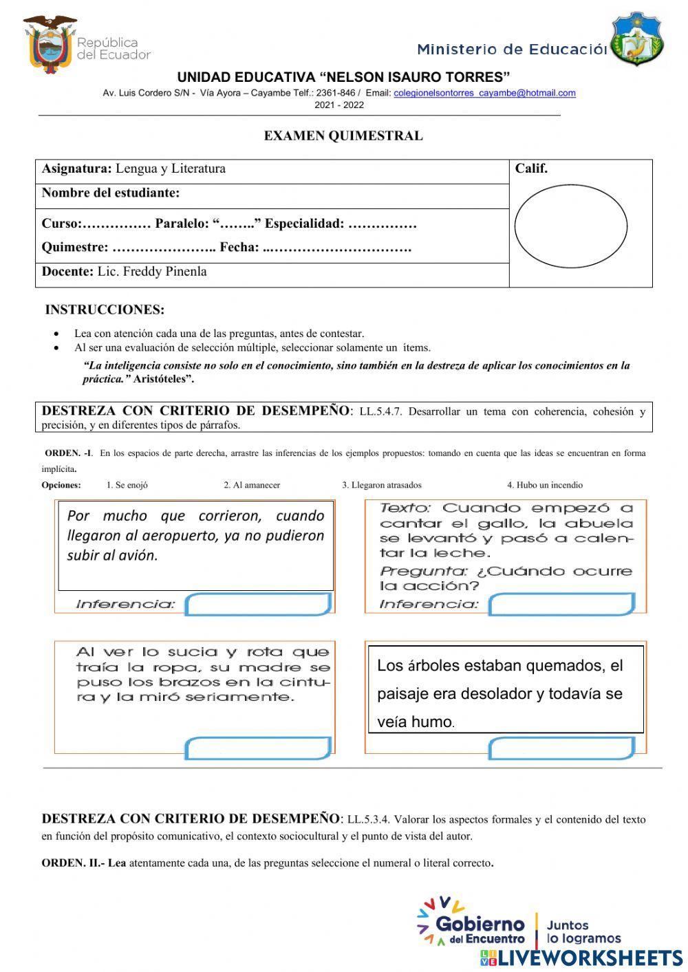 Examen 1er quimestre