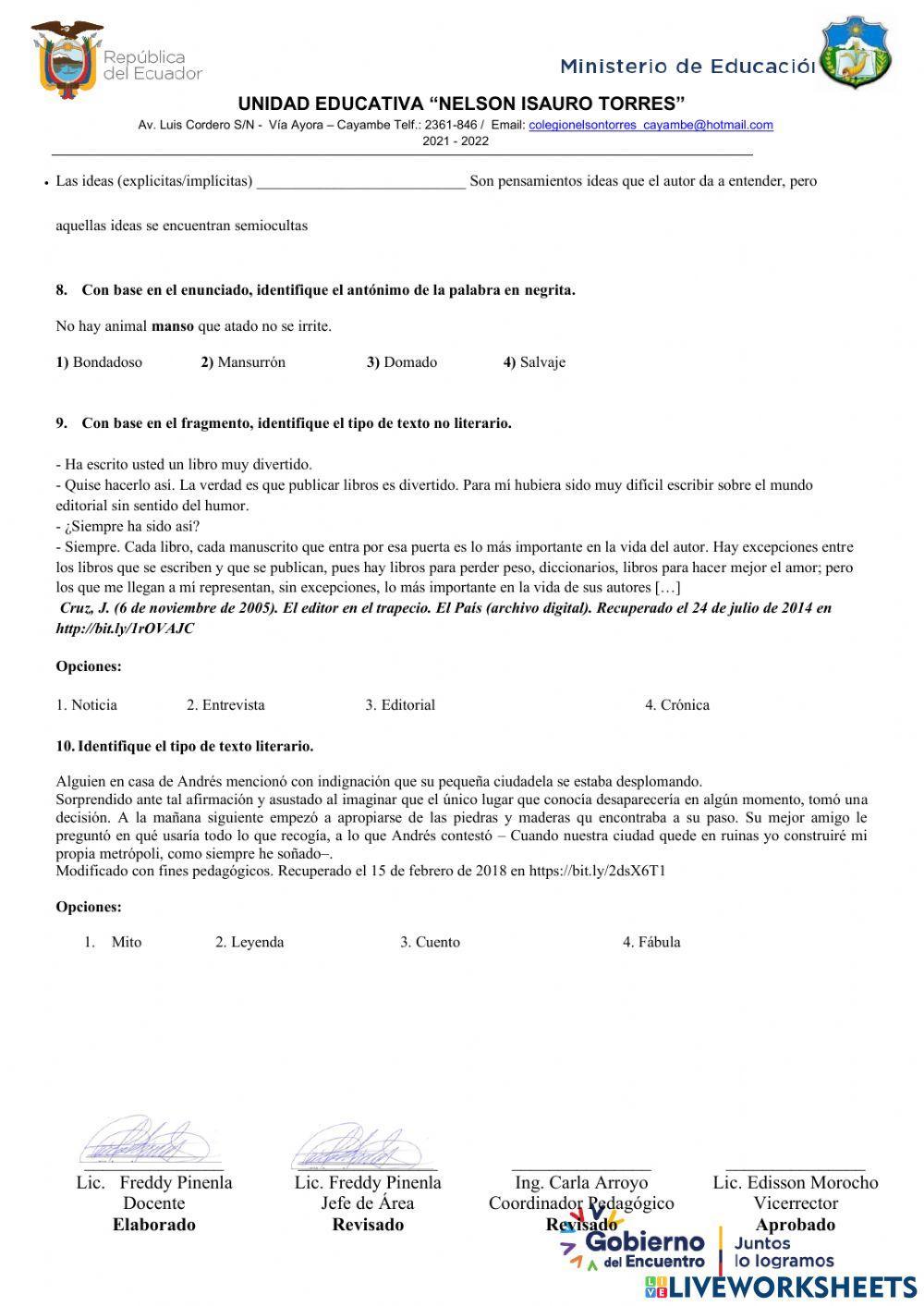 Examen 1er quimestre