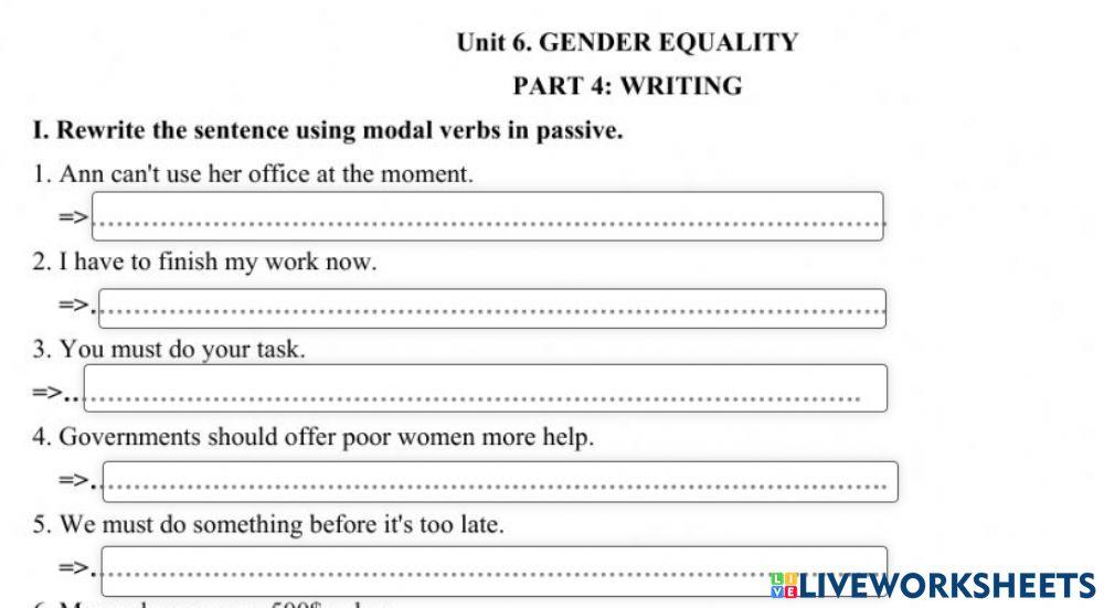 Unit 6 Gender equality - grammar