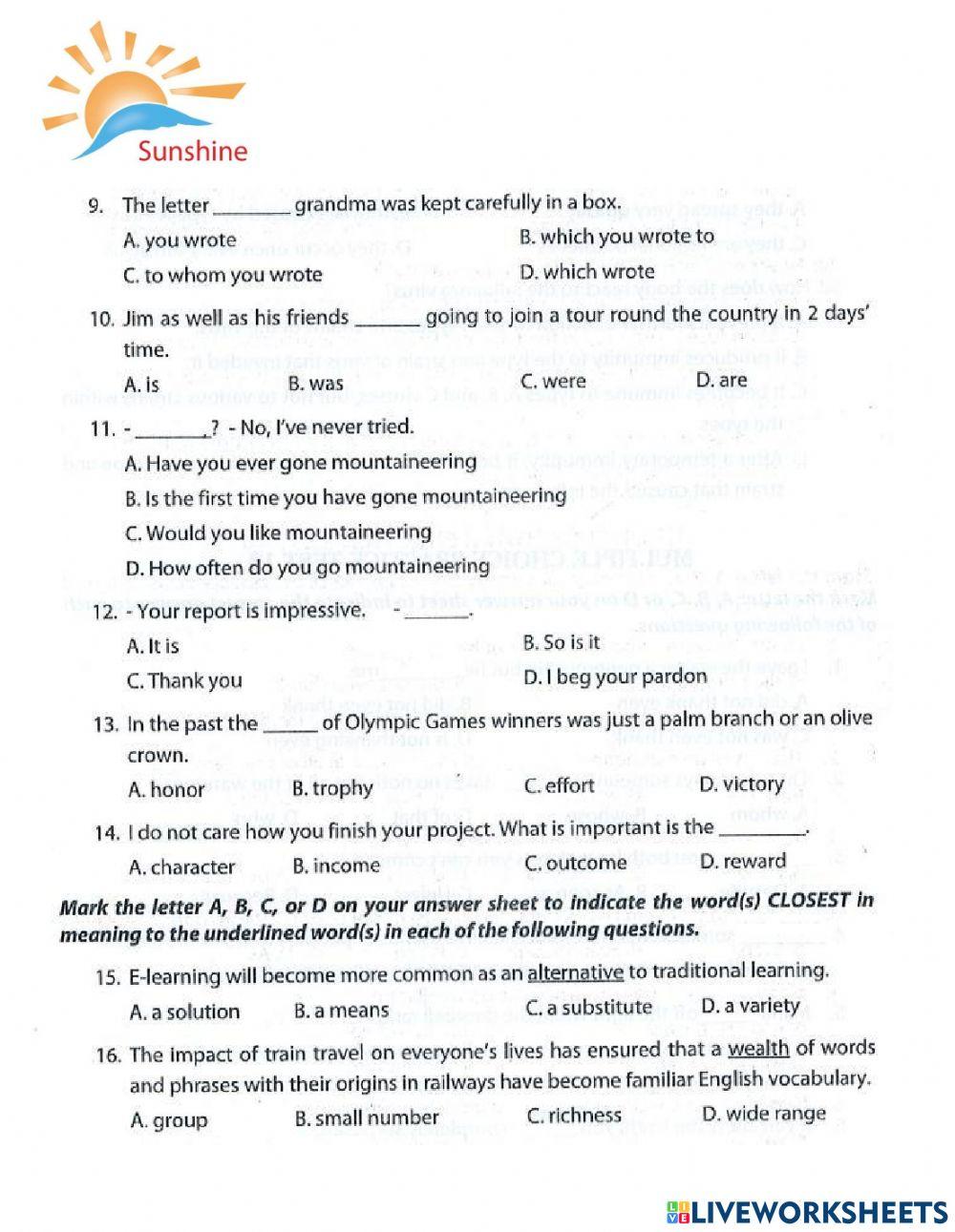 THPT - Practice test 10