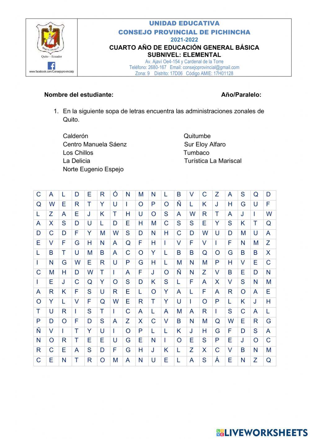 División político-administrativa de quito