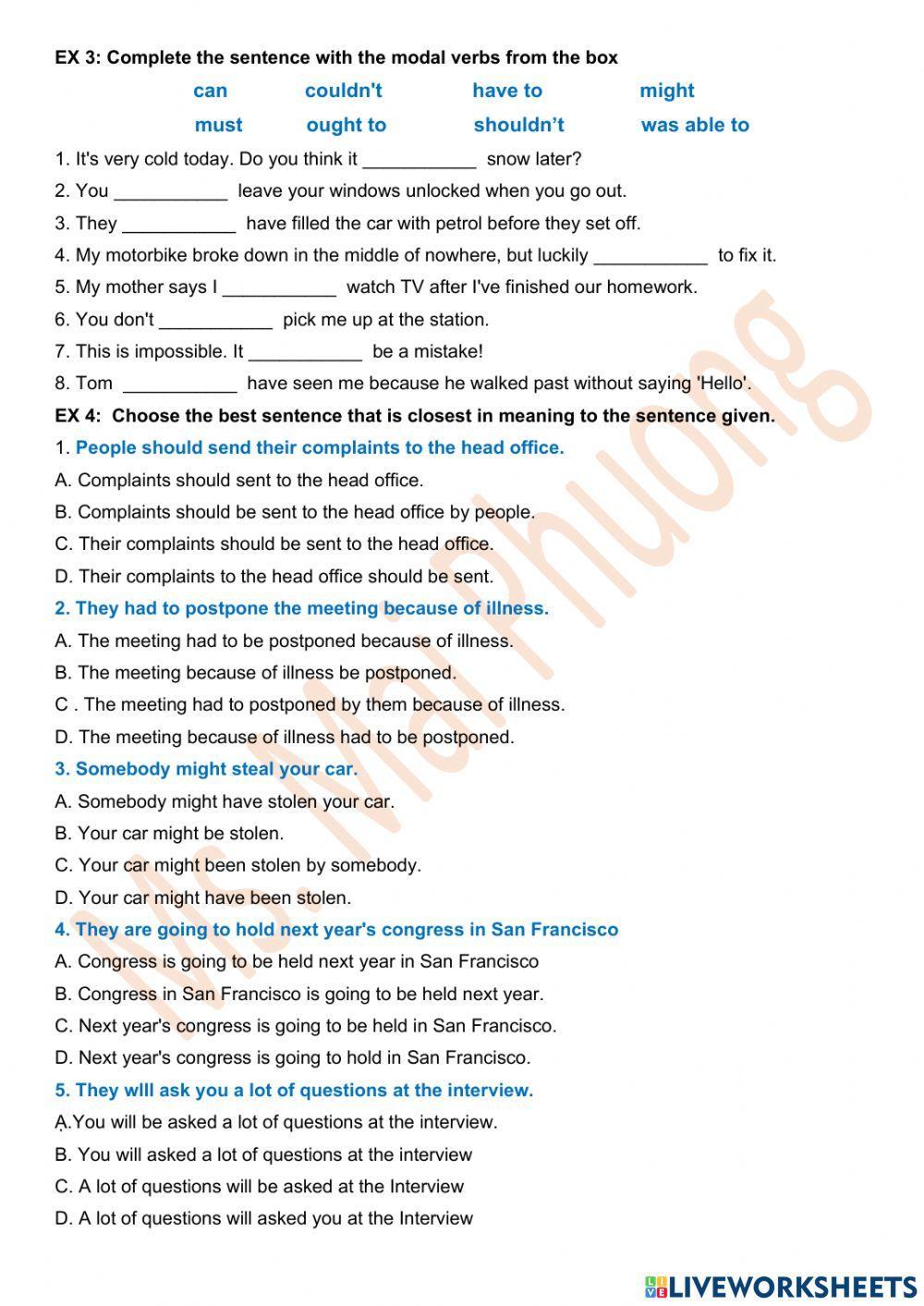 Unit 6: GENDER EQUALITY - GRAMMAR