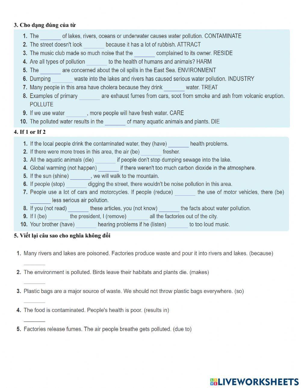 Grade 8- Pollution-high level (review)