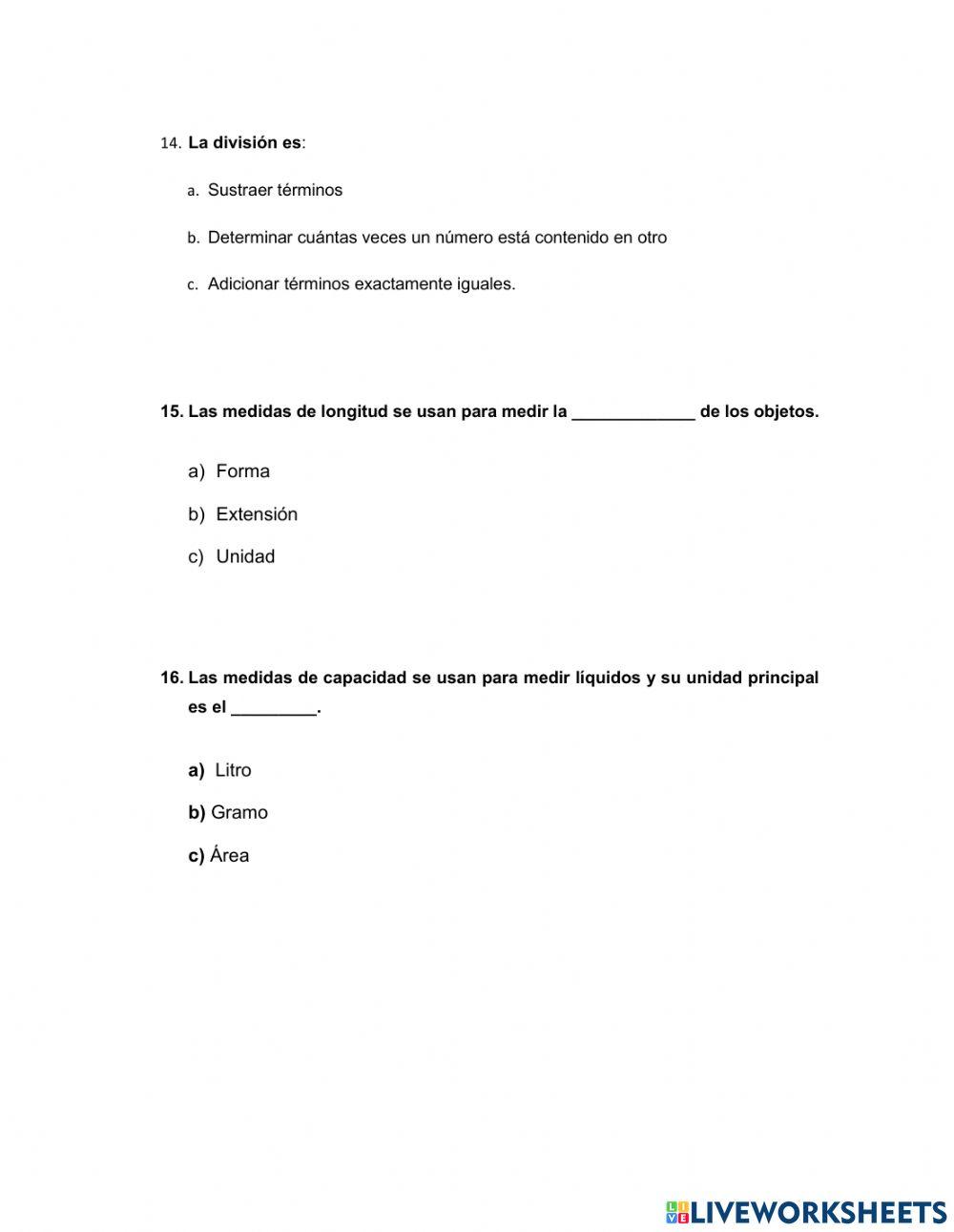 Examen I quimestre 6to