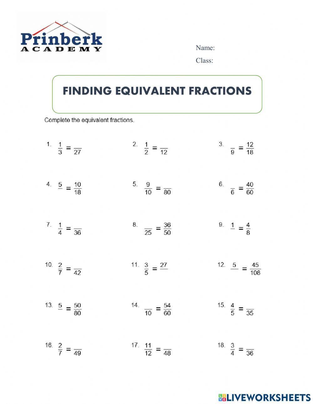 Finding equivalent fraction