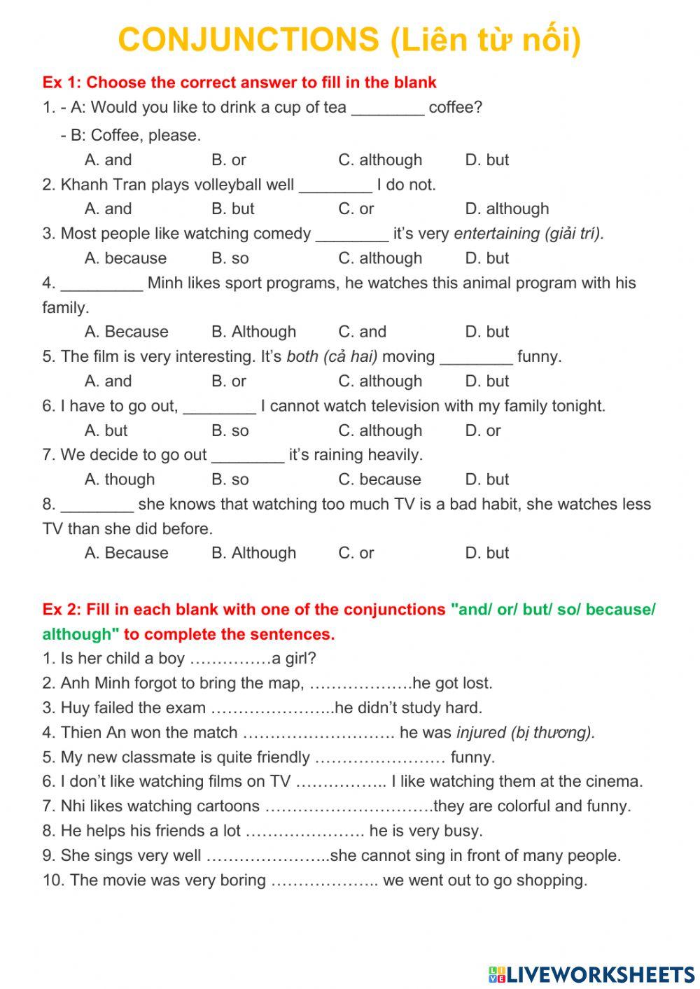 Conjunctions Liên Từ Nối Mr. Lộc Gió Tây English Center