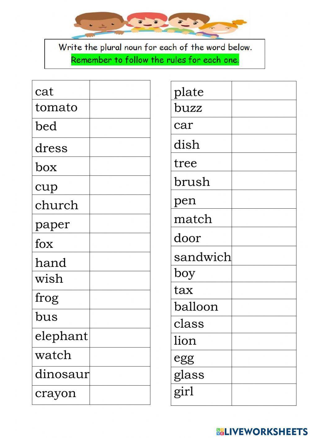 Singular - Plural Nouns 