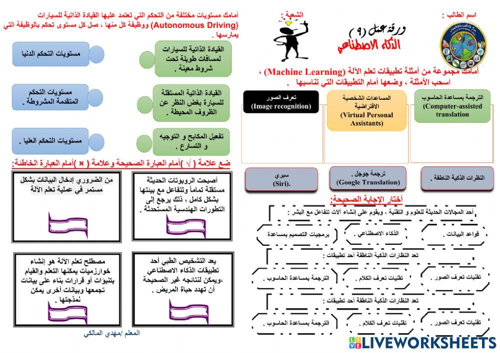 تقنية رقمية 1-2 ورقة 9