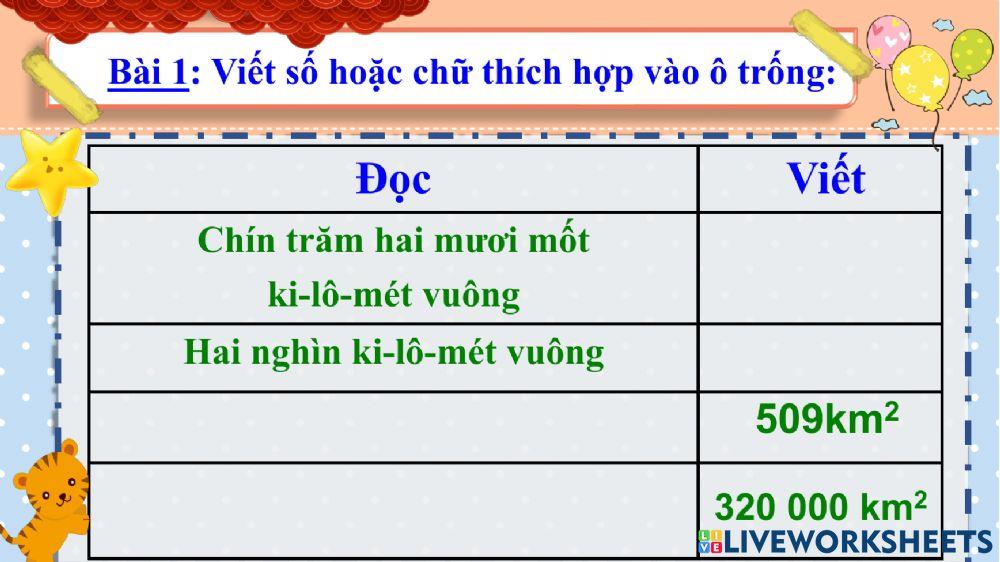 Bài 1-Kilomet vuông