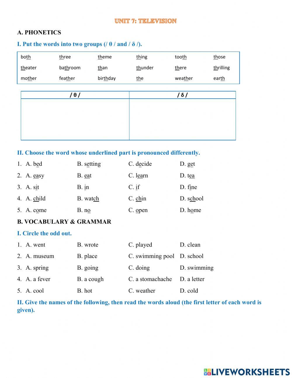 Y6 - Unit 7 - Phonetics & Gramar