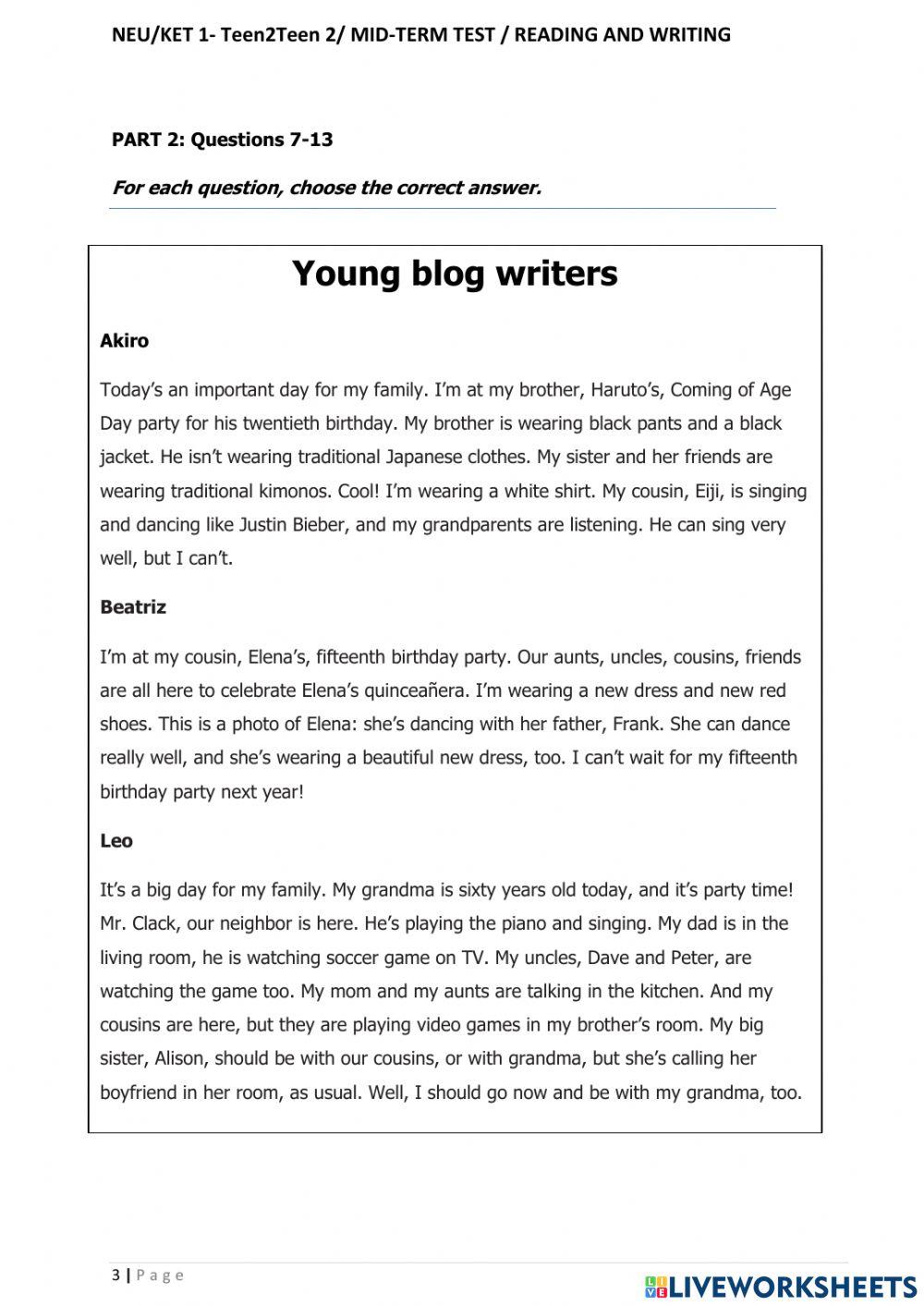 Ket 2 midterm read and write