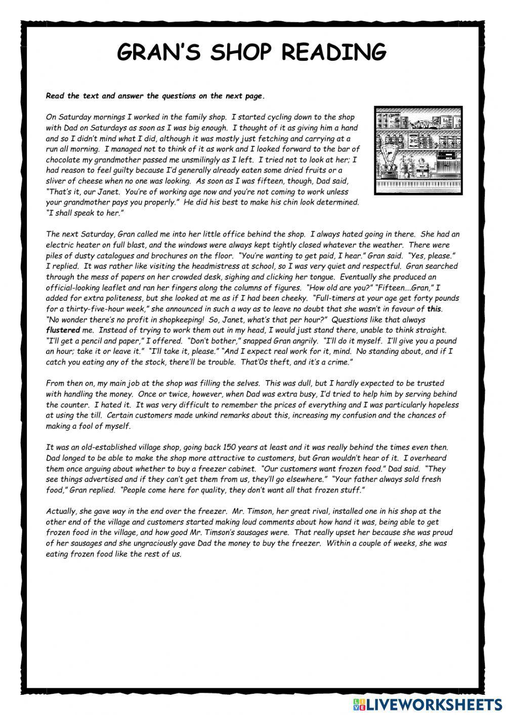 Gran's Shop FCE Reading