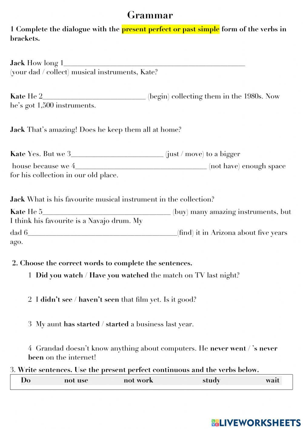 Grammar and Vocabulary review