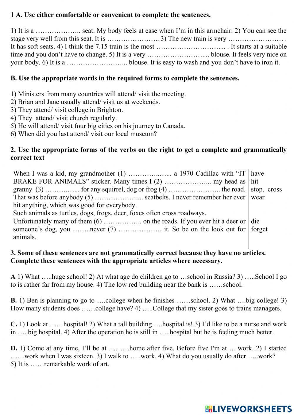 Attend-visit- comfortable-covenient- articles