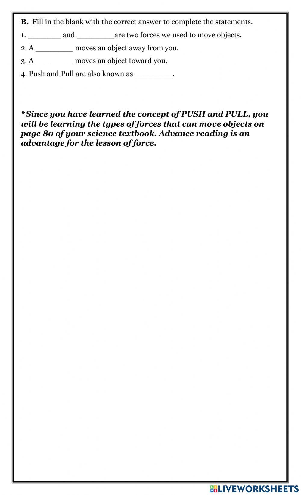 Force, Work and Energy