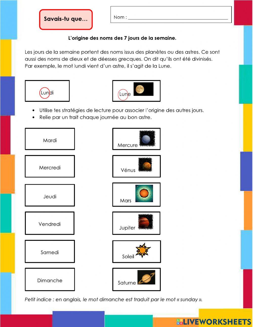 Les jours - les planetes
