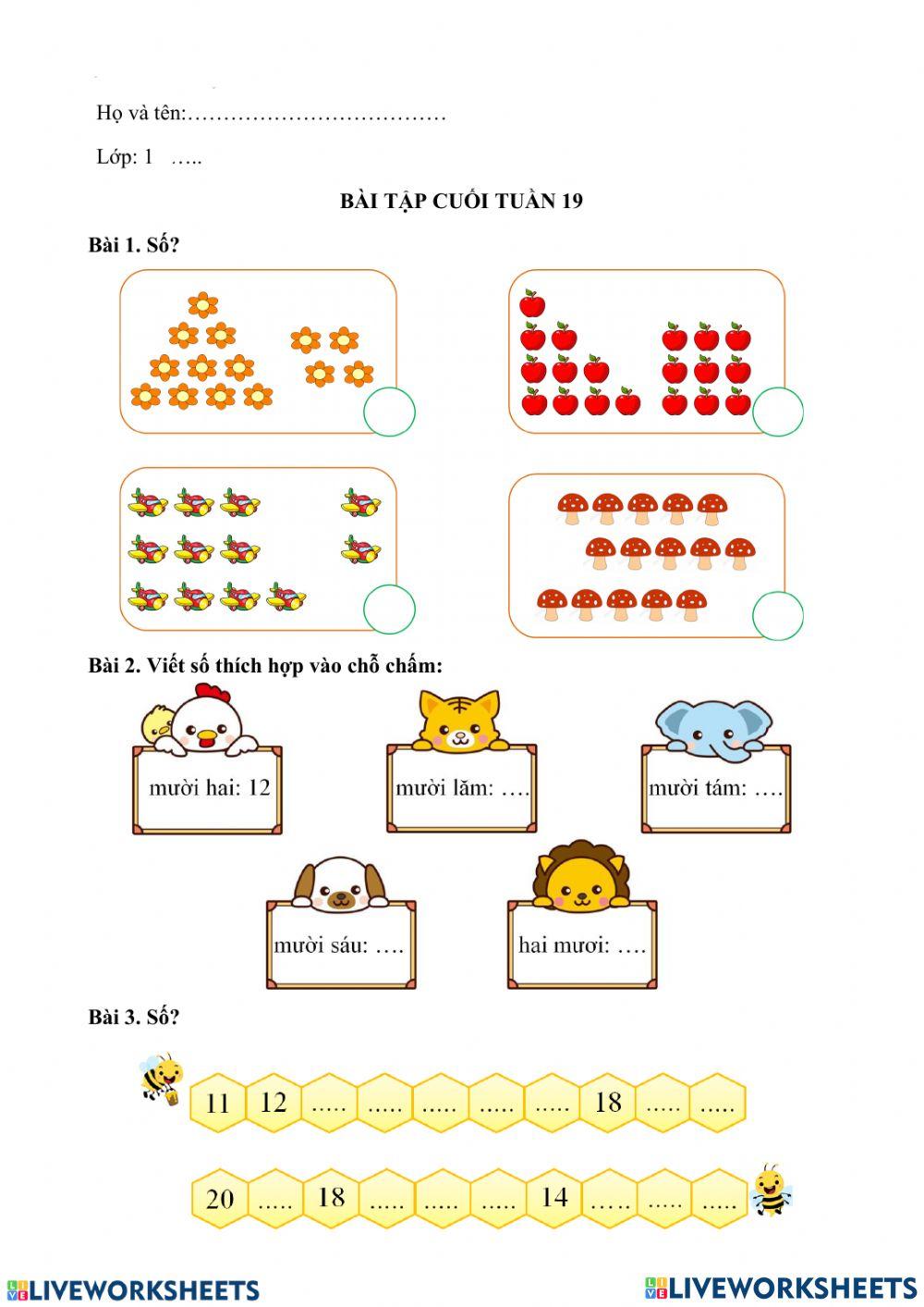 Phiếu Toán Tuần 19