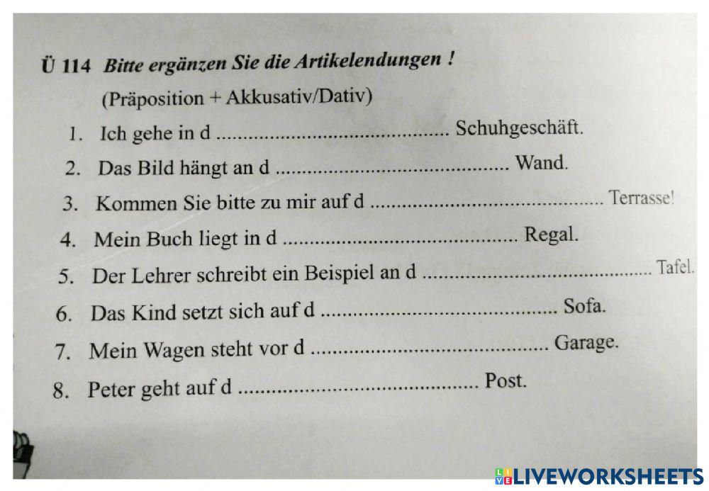 Probleme Wie Xyz" Dativ Oder Akkusativ" Wechselpräposition Akkusativ oder Dativ worksheet | Live Worksheets