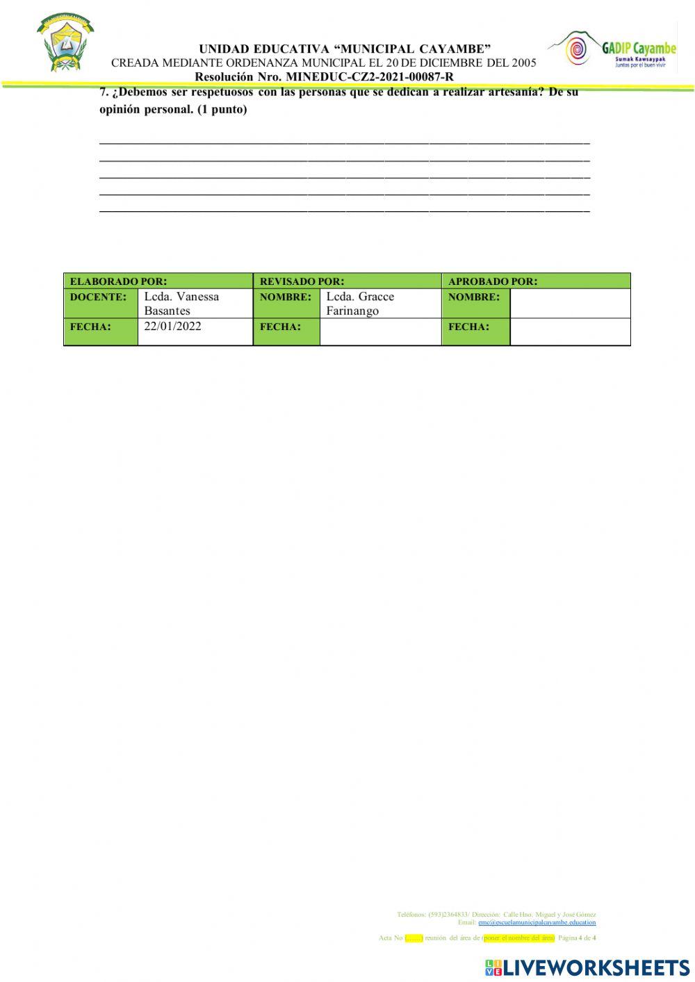 Evaluación Quimestral DHI