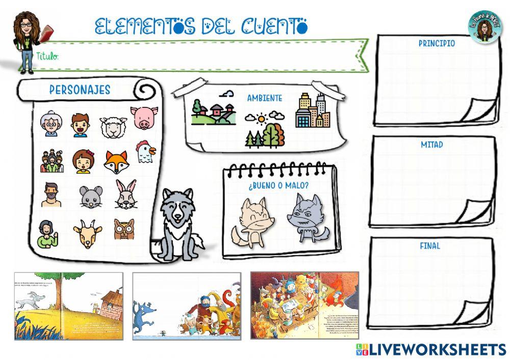 Elementos Cuento. El lobo hace huelga.