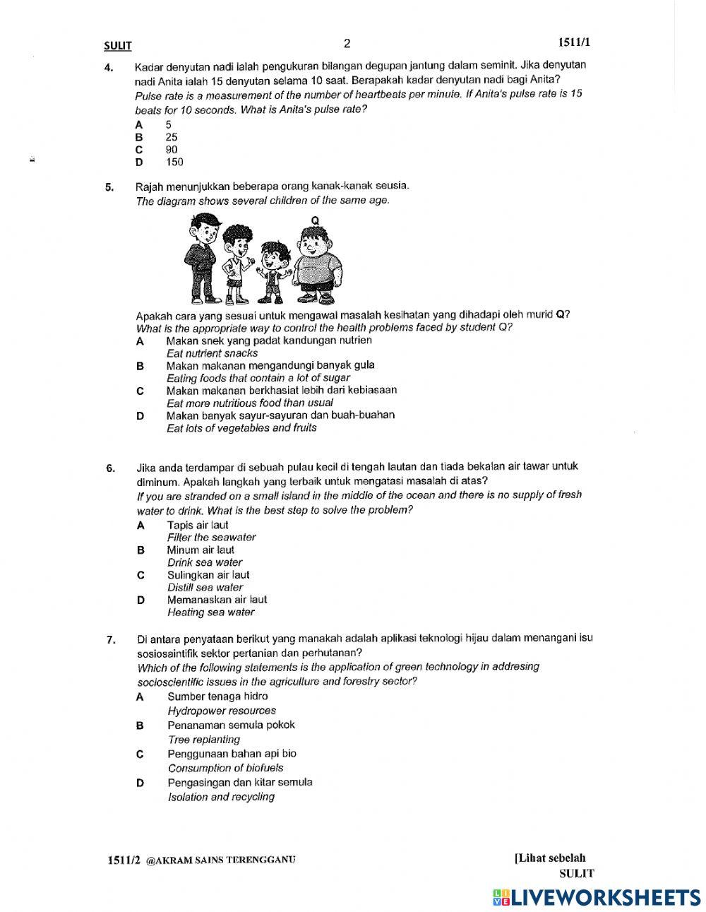 Percubaan sains spm 2021 - terengganu kertas 1