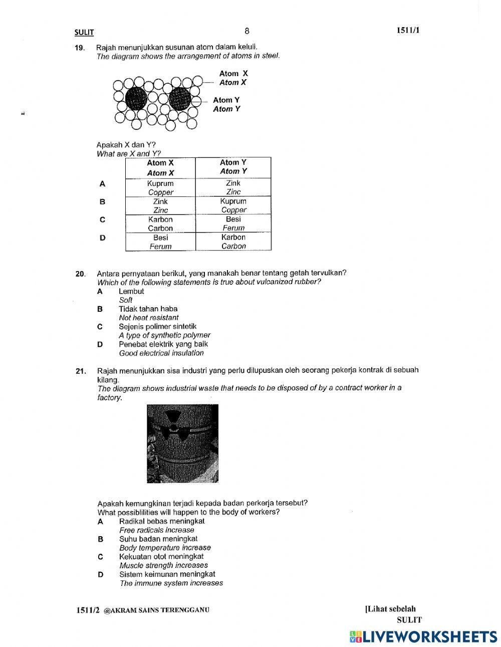 Percubaan sains spm 2021 - terengganu kertas 1