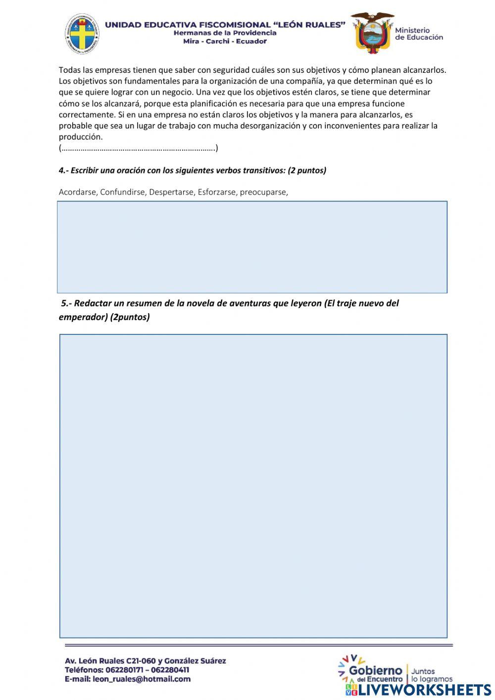 Evaluación Quimestral