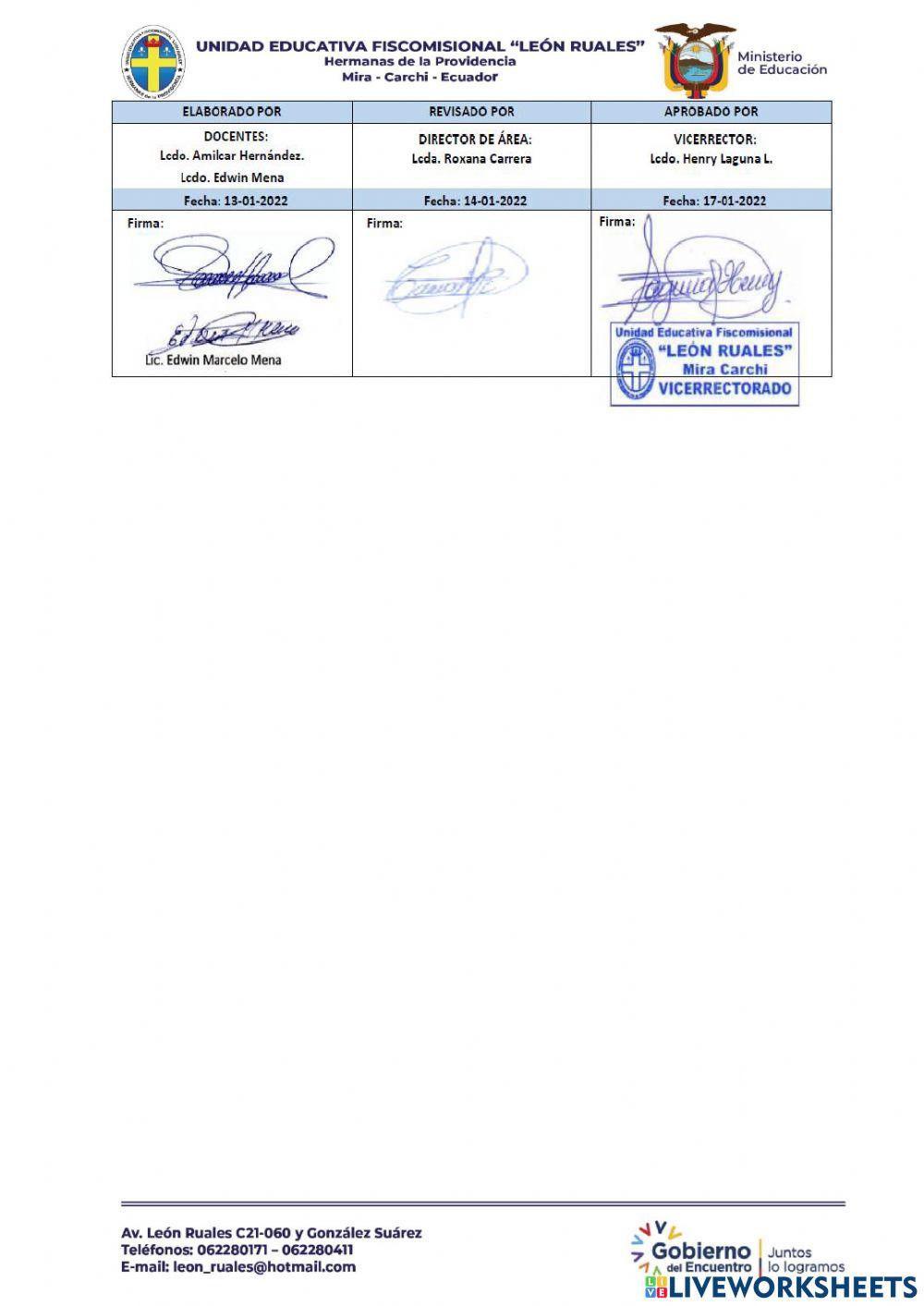 Evaluación Quimestral