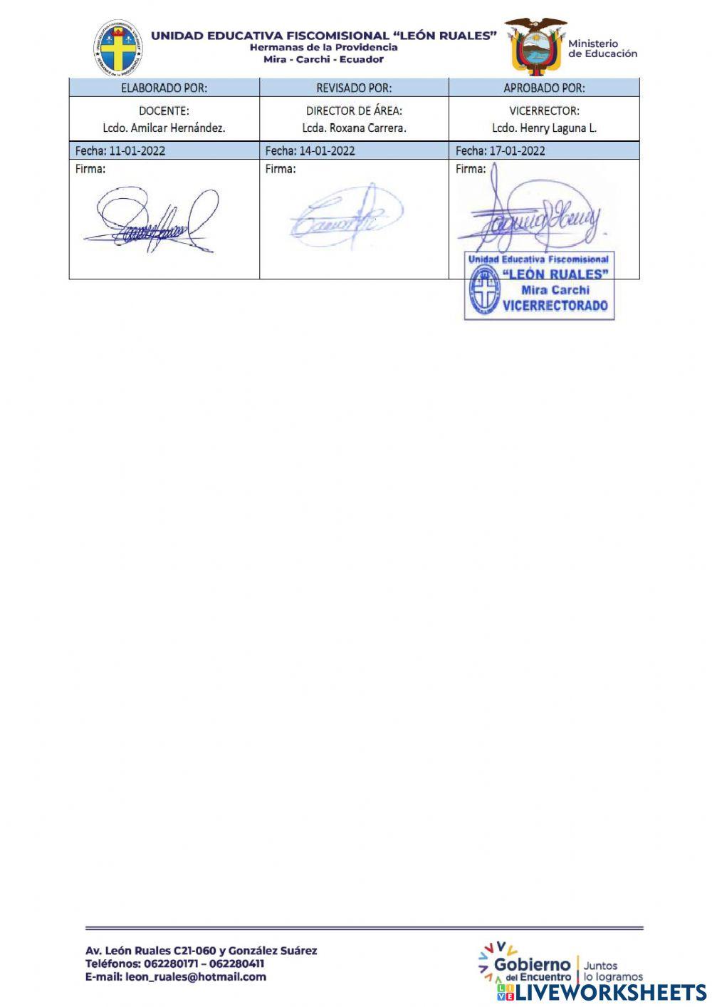 Evaluación Quimestral