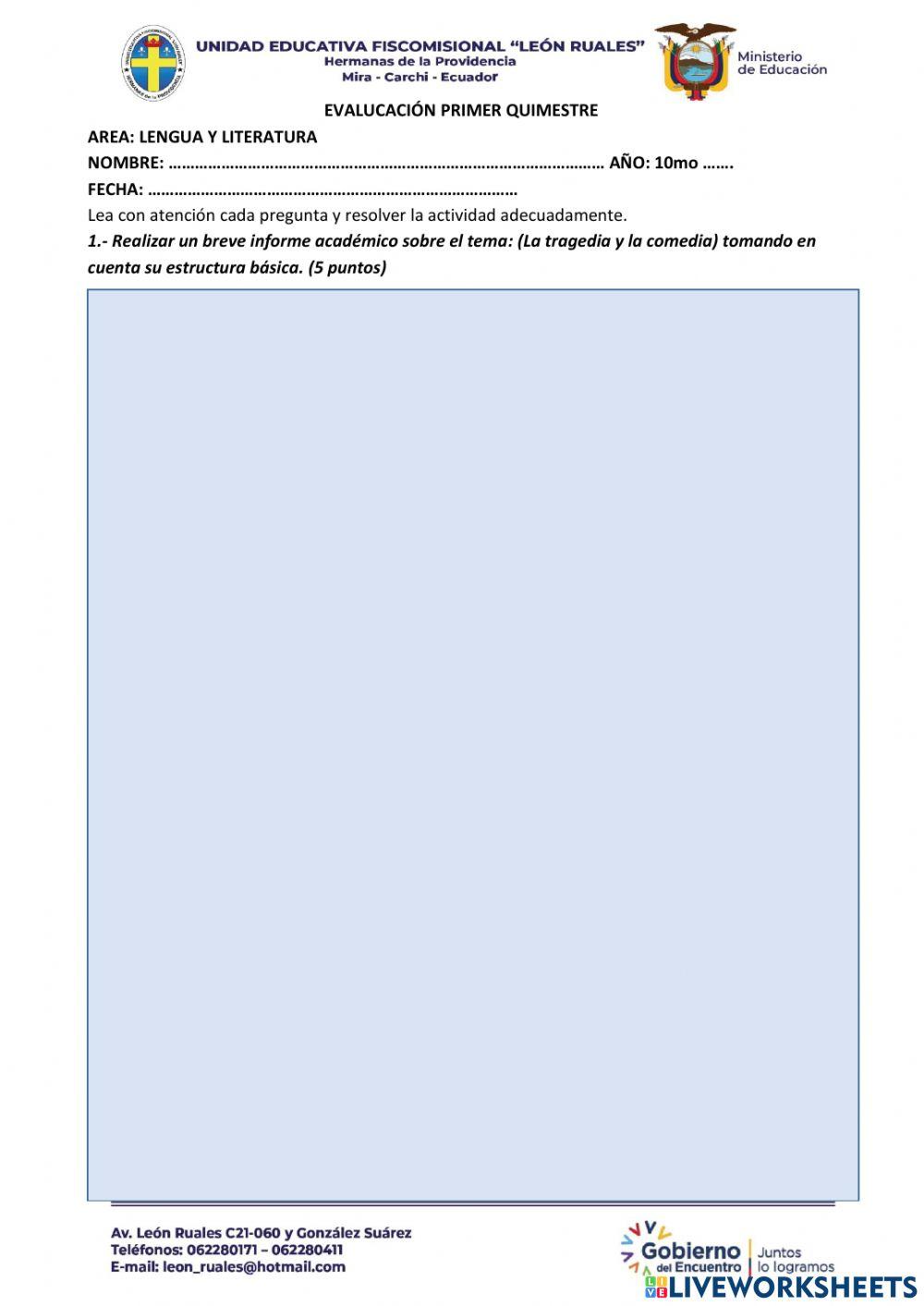 Evalaución Quimestral