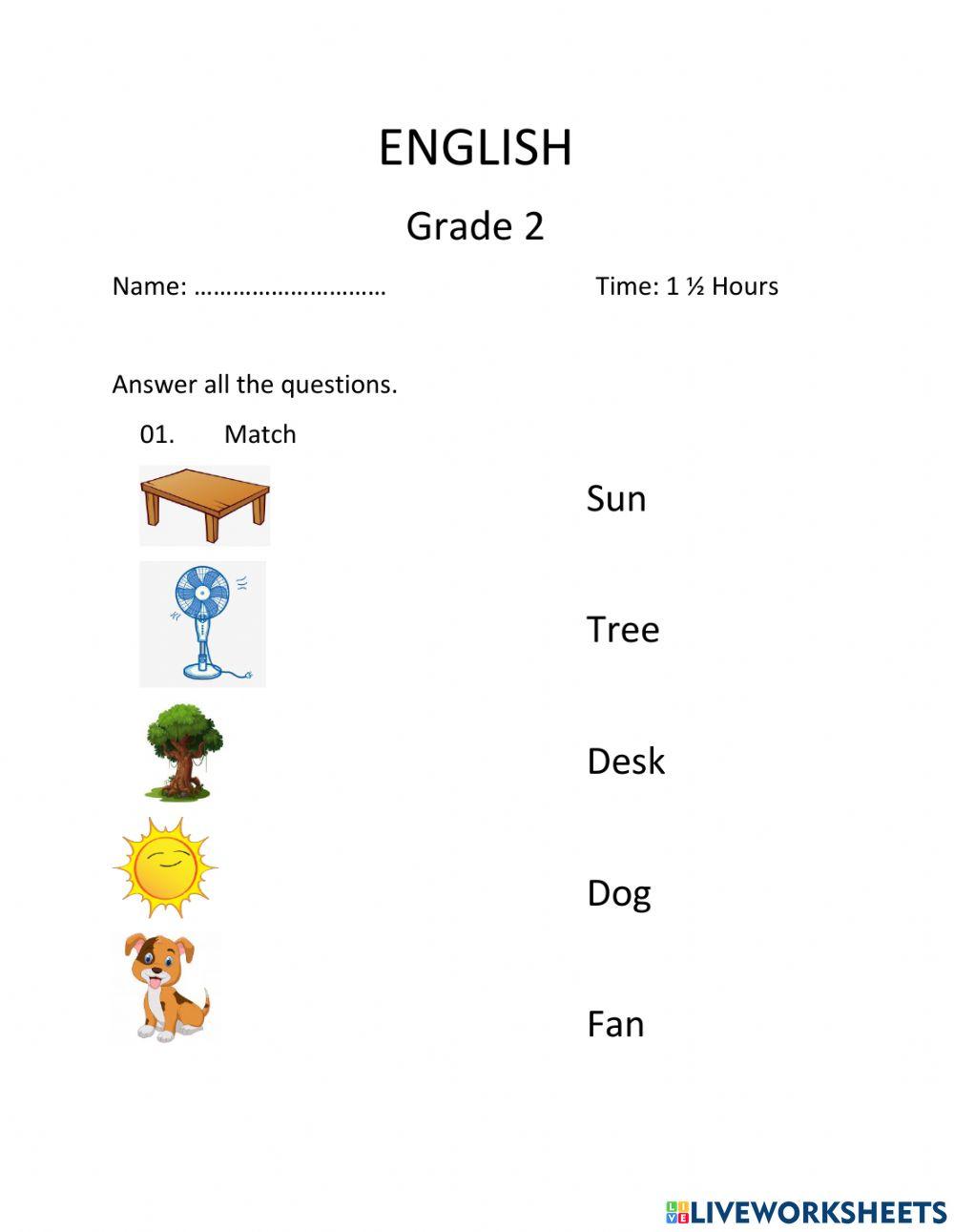 Grade 2 English worksheet | Live Worksheets