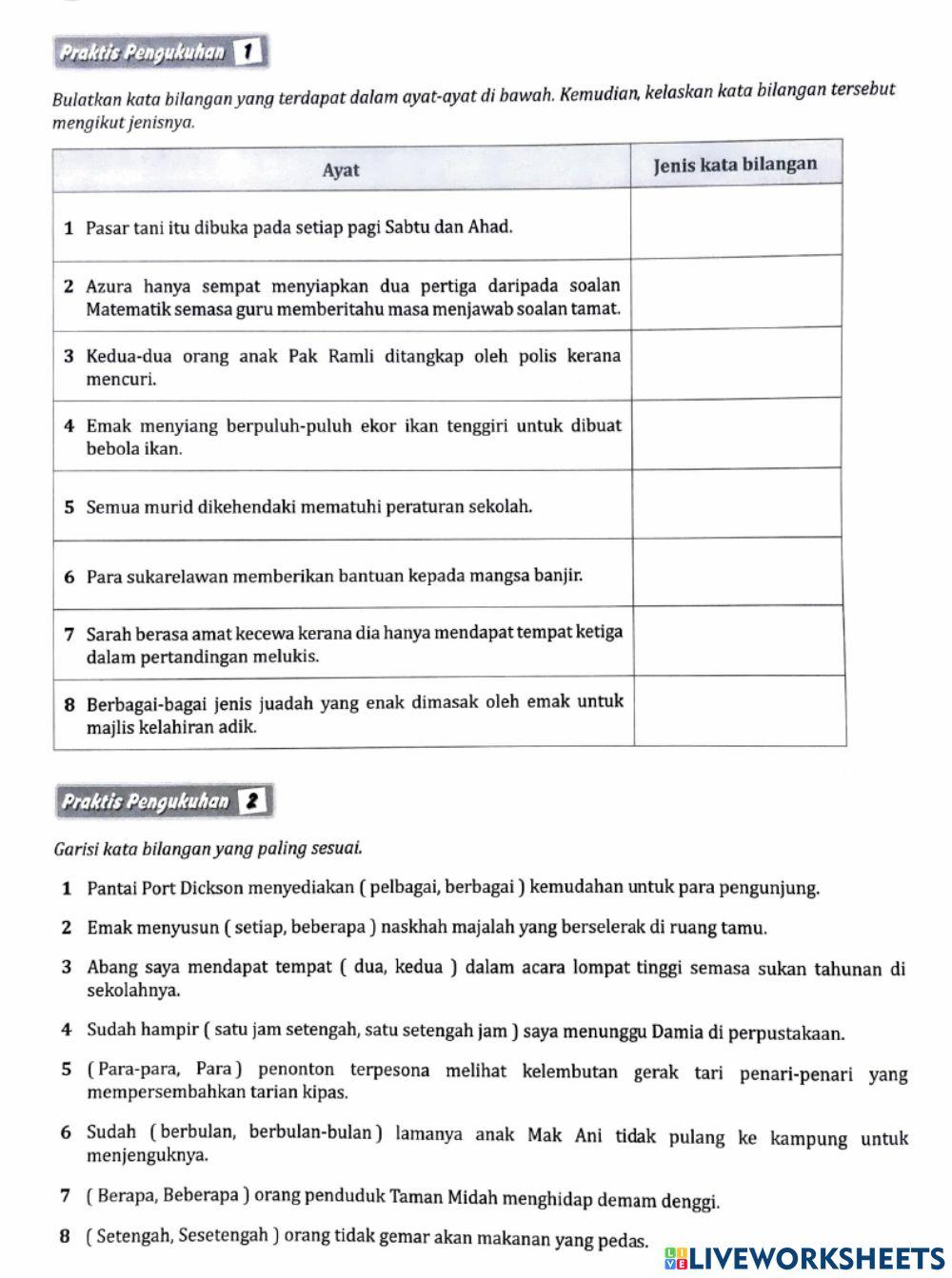 Kata Bilangan Tingkatan 2