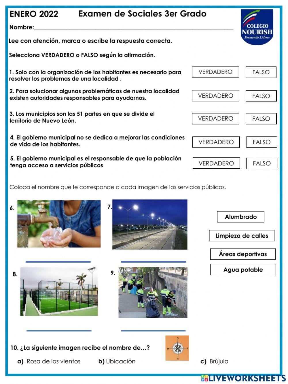 Examen de Sociales 3ero