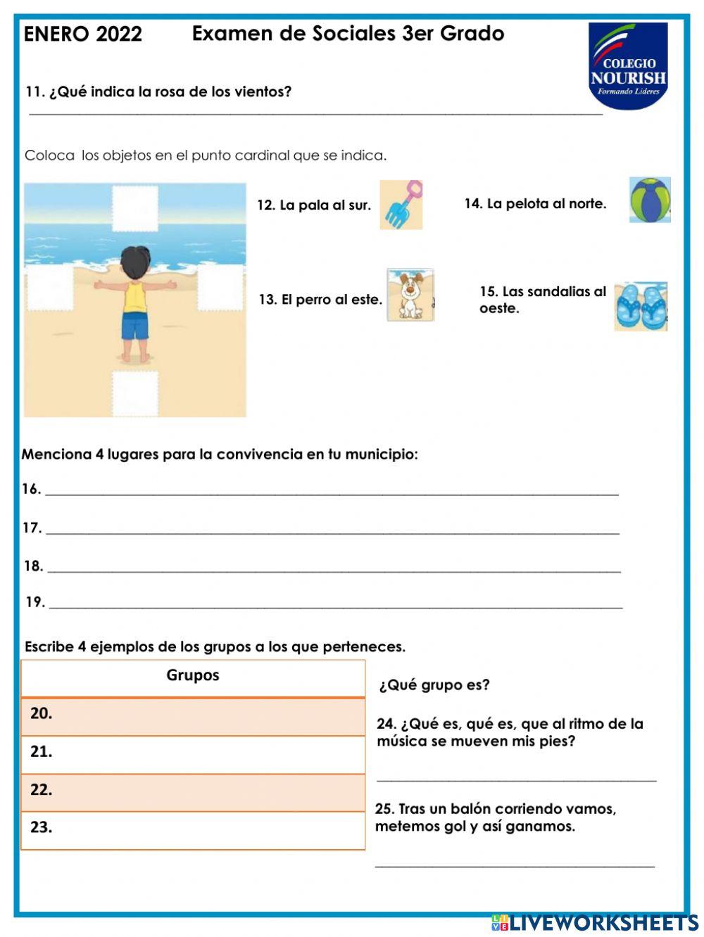 Examen de Sociales 3ero