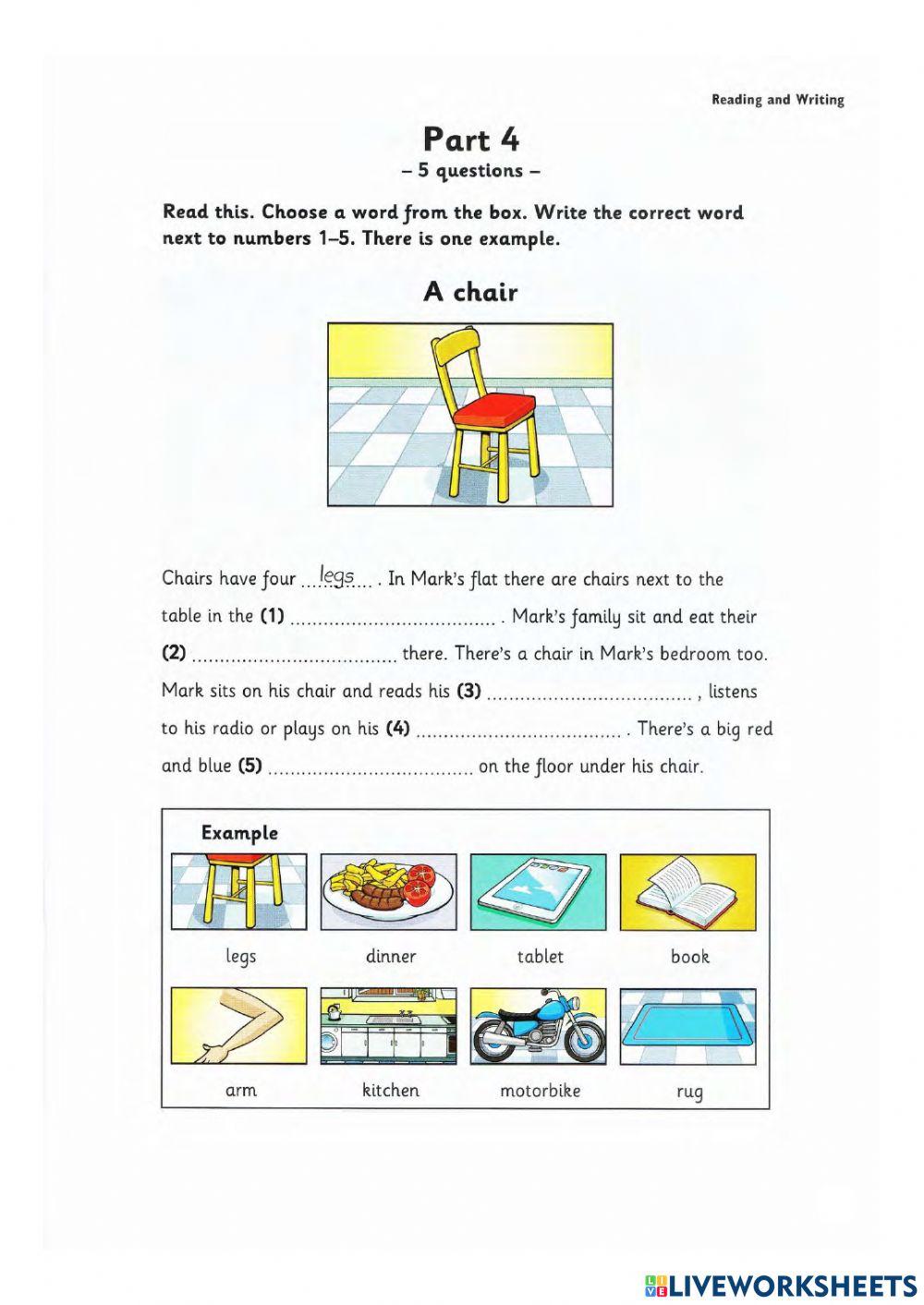 Cambridge Starters Practice Test 1 Reading and Writing