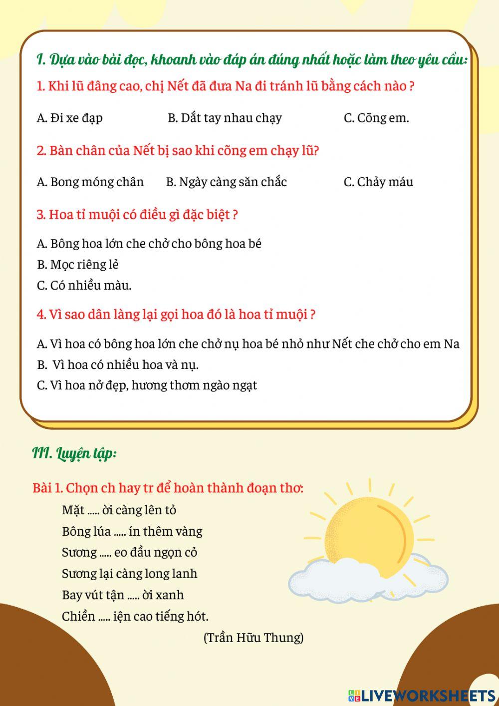 Bài tập cuối tuần 21 TV 2