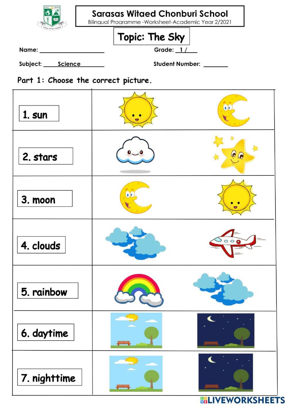 Grade 1 Science Topic: The Sky
