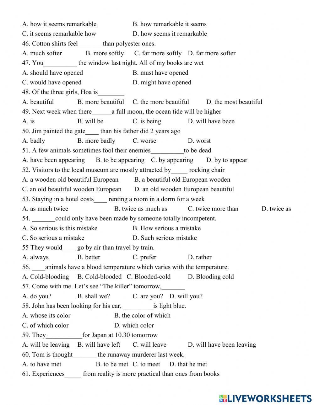 GRAMMAR REVIEW 1 - Homework (23-1-2022)
