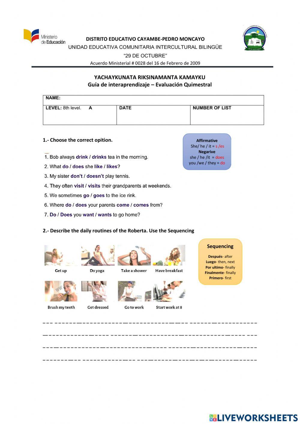Test of Englis 8th level