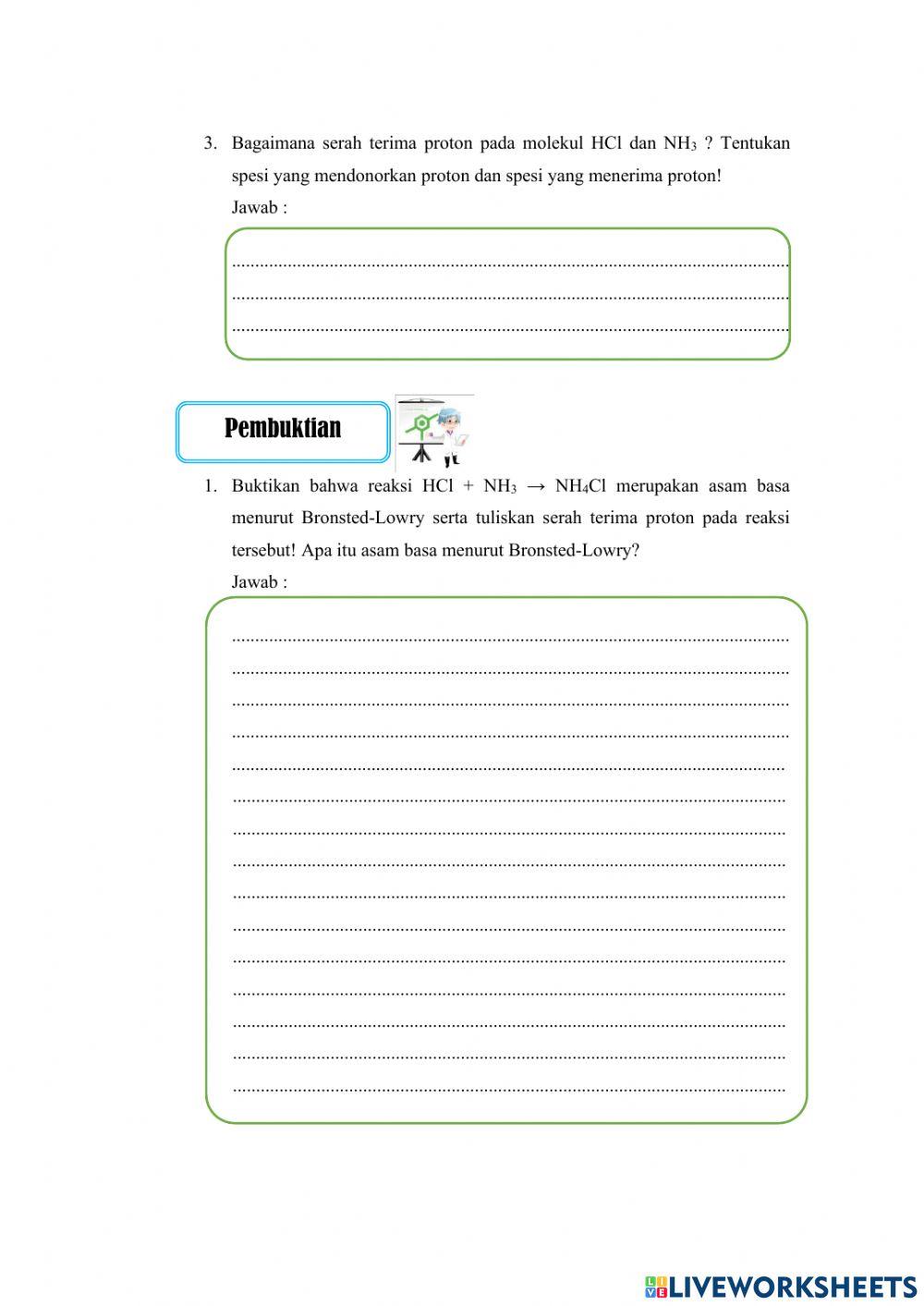 E-lkpd teori asam basa bronsted-lowry