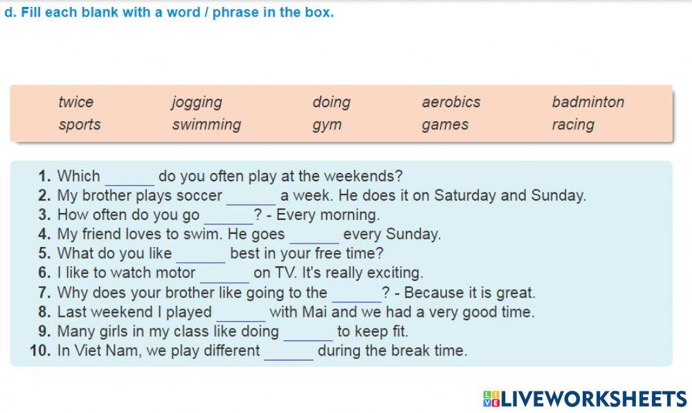 Fill the missing words U8 E6