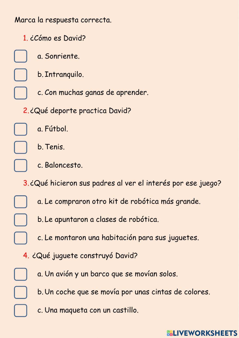 Comprensión Lectora - David y la robótica