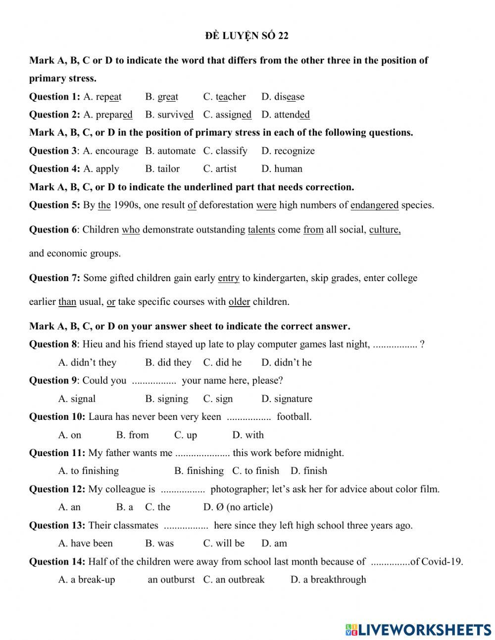 Đề luyện số 22