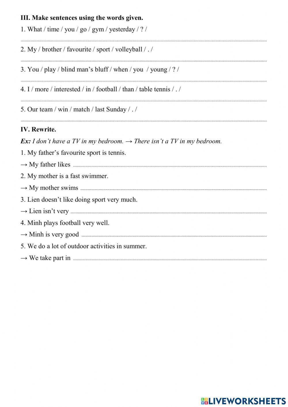 E6 U8 WS2 Sports and games