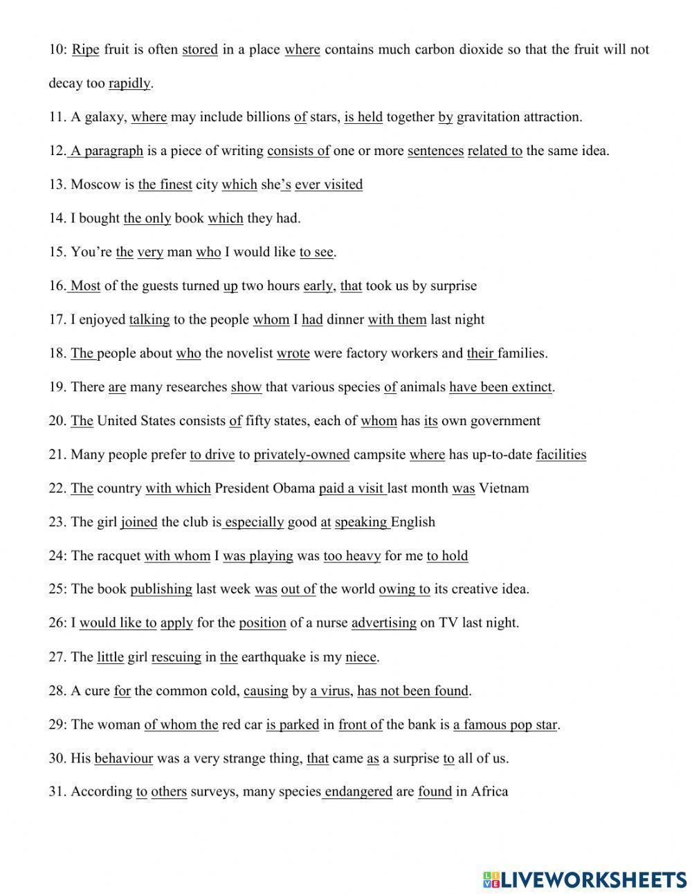 Grade 12- Reduced Relative CLause