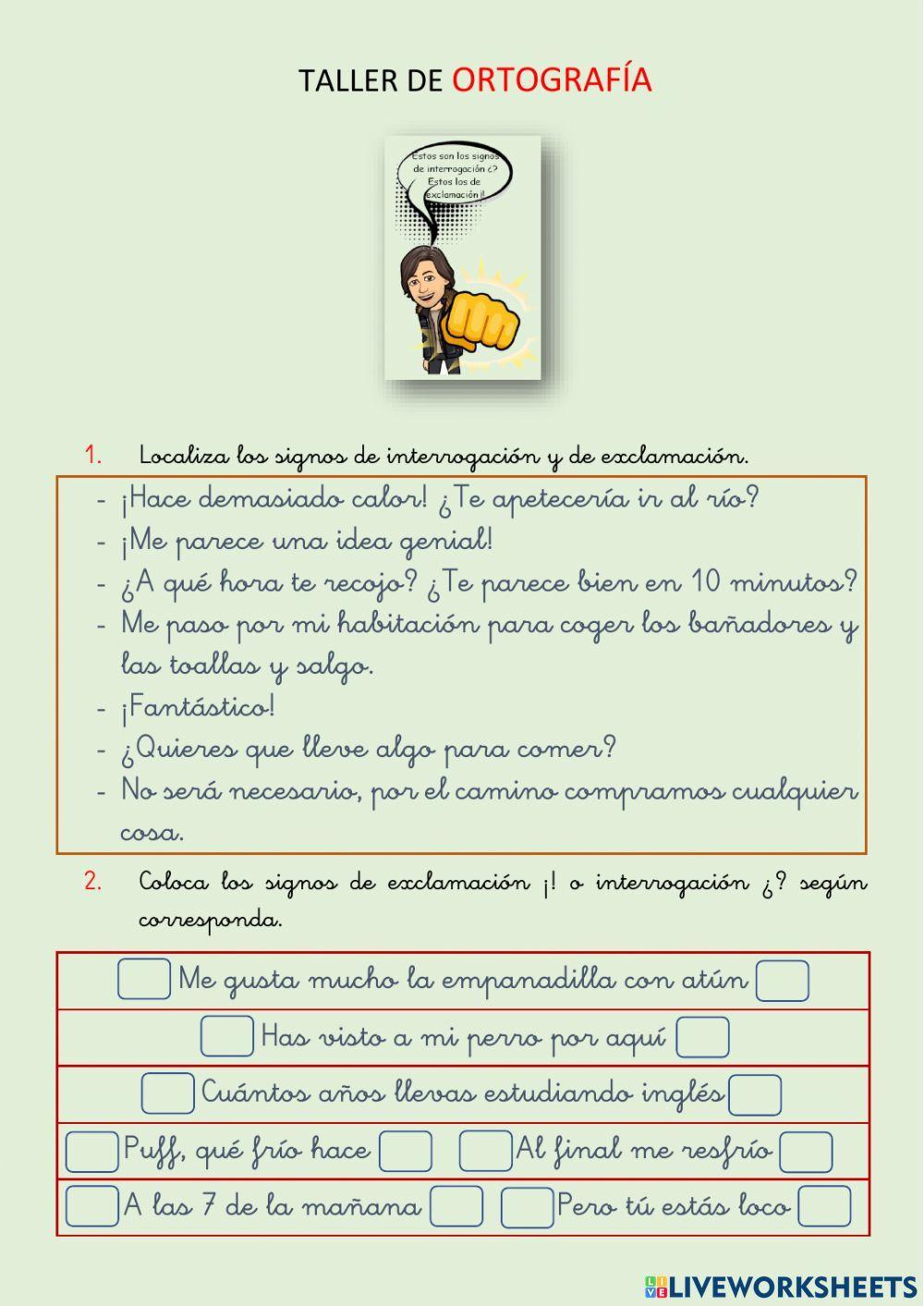 Ortografía - signos de exclamación e interrogación
