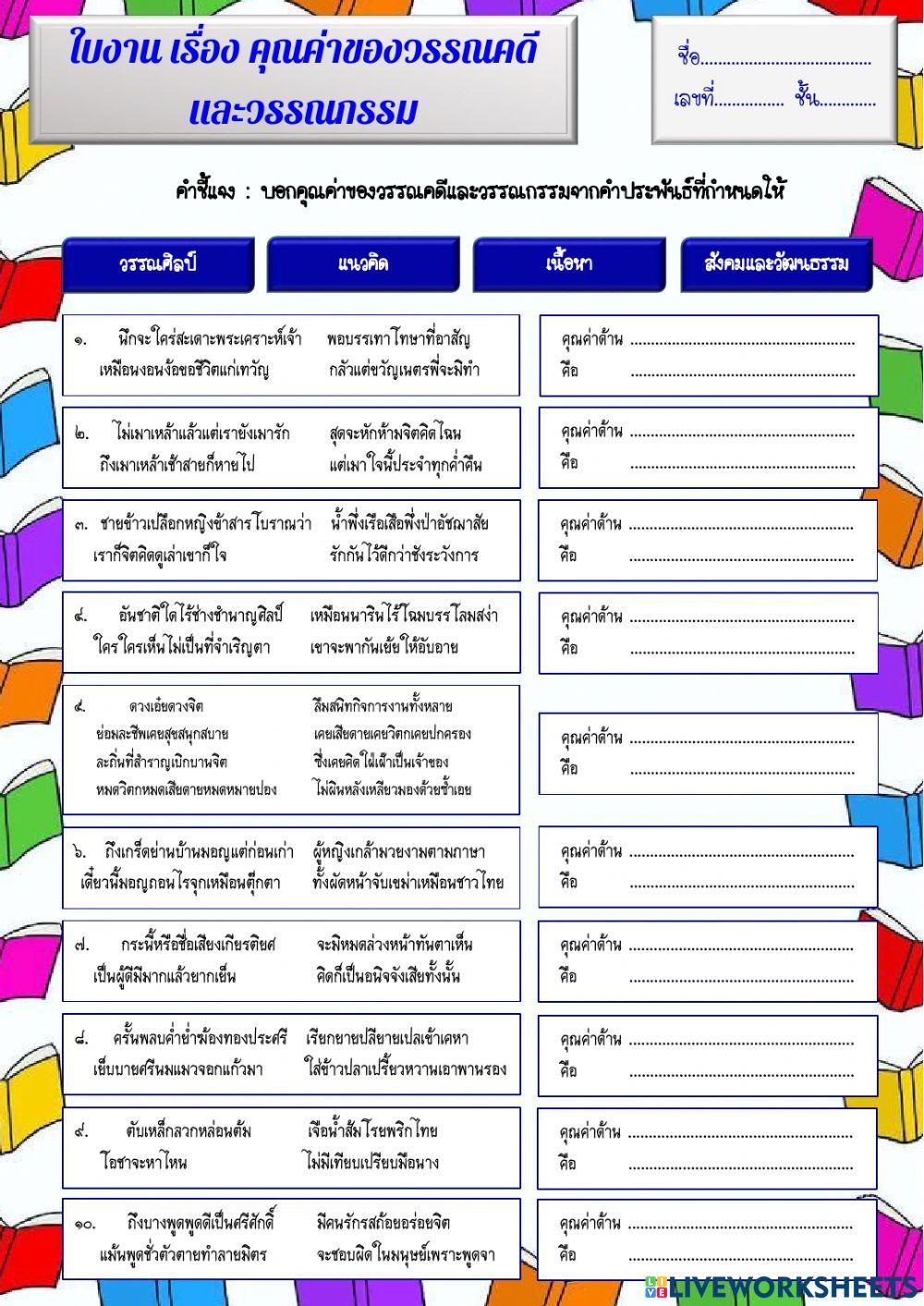คุณค่าของวรรณคดีและวรรณกรรม