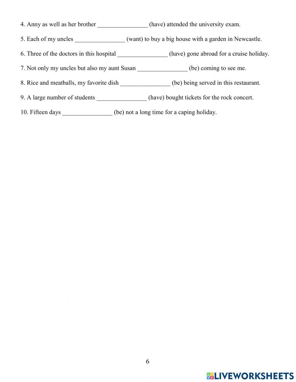 Sự hoà hợp giữa chủ ngữ và động từ